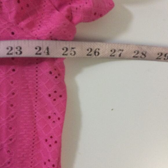 BLOOMCHIC 18-20 2X plus pink V Neck Short Sleeve lace shirt top blouse NWT 0B18 - Picture 4 of 6